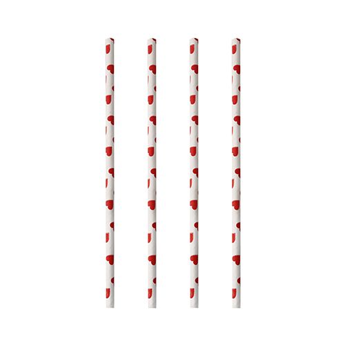Второе дополнительное изображение для товара Бумажные трубочки для коктейлей «Сердечки» 20 см, 100 шт PAP STAR
