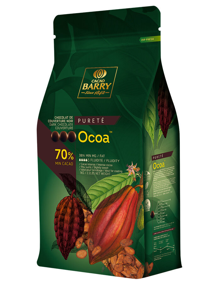 Четвертое дополнительное изображение для товара Шоколад Cacao Barry «OCOA» (Франция), темный 70% какао - 1кг, CHD-N70OCOA-2B-U73