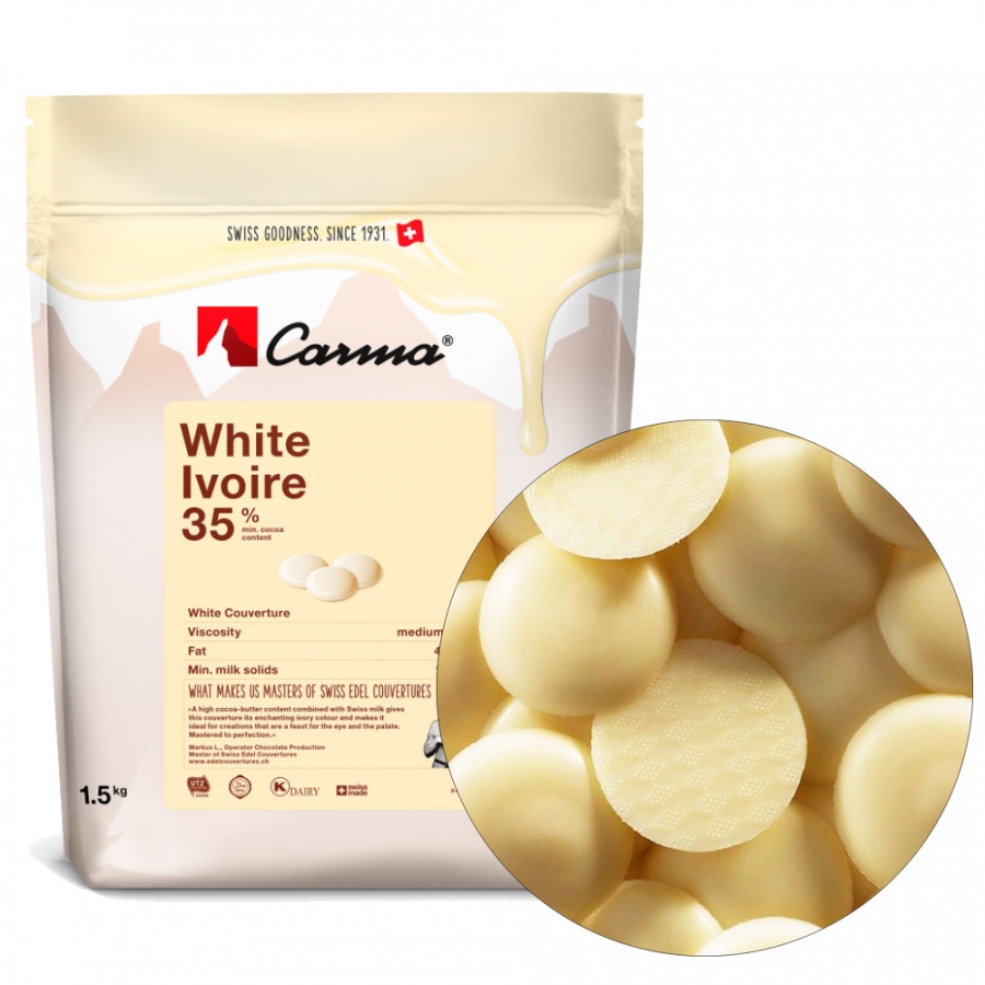 Шоколад белый 35% White IVOIRE, CARMA (Швейцария) в монетах, 1,5 кг
