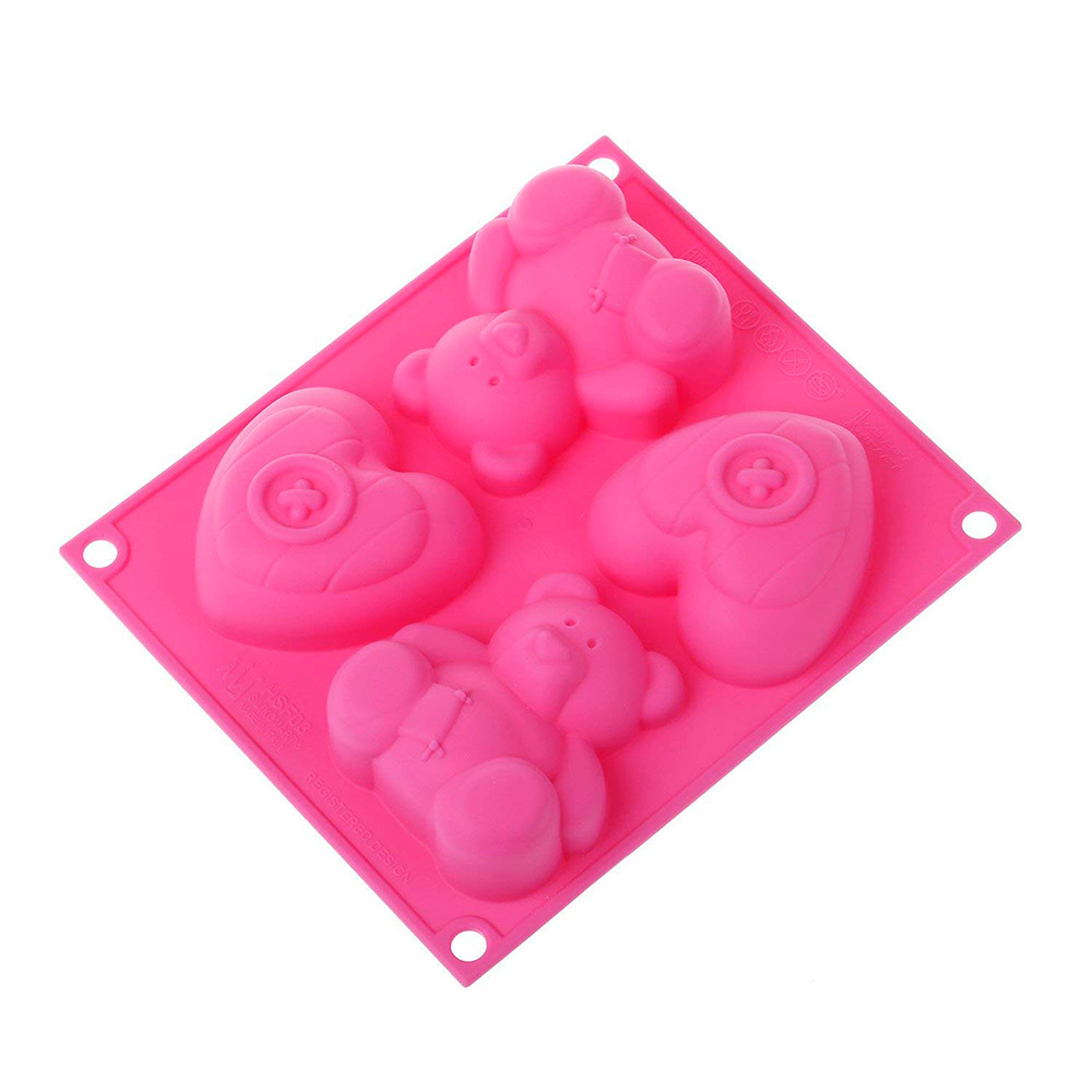 Четвертое дополнительное изображение для товара Форма силиконовая BabyFlex «Мишка и сердце» (Silikomart, Италия) HSF03