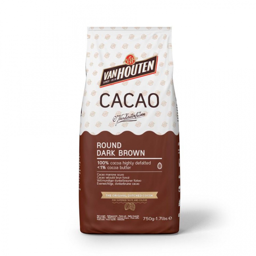 Обезжиренный какао порошок Round dark brown 1%, VanHouten, 750 г – DCP-01R102-VH-61V