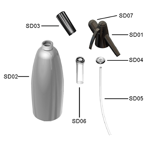 Первое дополнительное изображение для товара Cифон для газировки MOSA Soda Siphon 1л серебристый