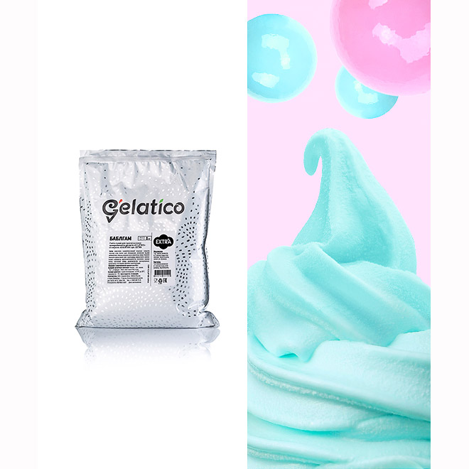 Третье дополнительное изображение для товара Смесь для мороженого Gelatico Extra «Баблгам», 1 кг