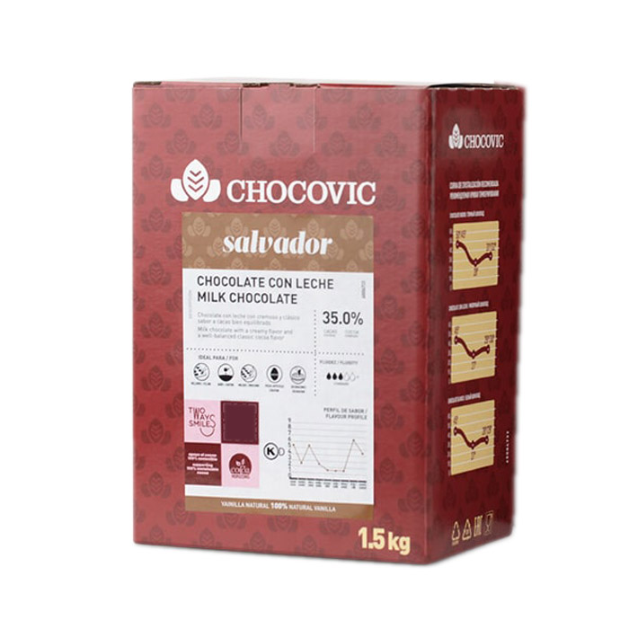Третье дополнительное изображение для товара Молочный шоколад Chocovic Salvador 35% – 1.5 кг, CHM-T1CHVC-69B 