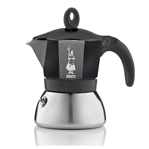 Гейзерная кофеварка Bialetti Moka Induction 4813 для индукционных плит (на 6 порций, 240 мл). Черный