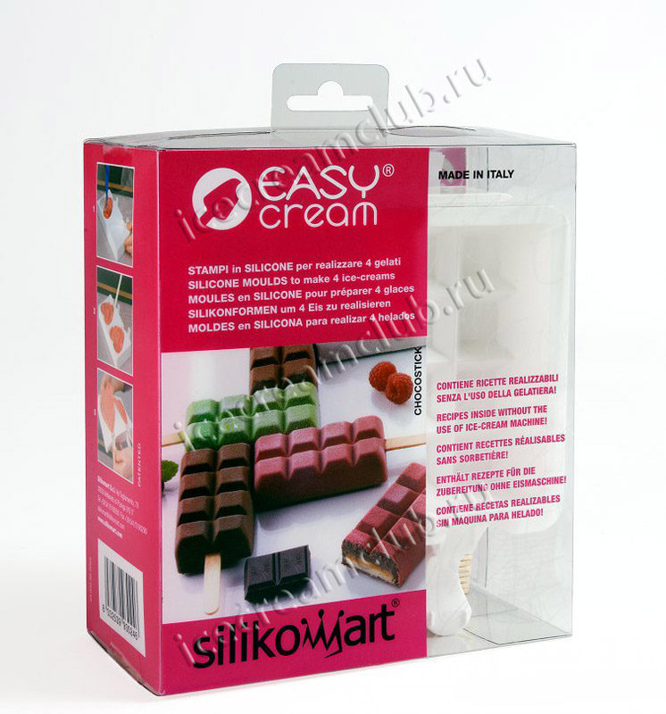 Первое дополнительное изображение для товара Форма для мороженого эскимо на палочке Easy Cream «Шоколадная плитка» (Silikomart, Италия)