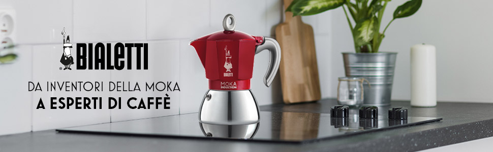 Второе дополнительное изображение для товара Гейзерная кофеварка Bialetti Moka Induction NEW 6946 для индукционных плит (6 порций, 280 мл), красная
