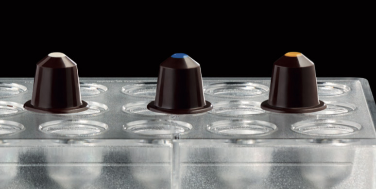 Второе дополнительное изображение для товара Поликарбонатная форма для конфет ПРАЛИНЕ капсулы кофе 21 шт, (Pavoni, Италия), арт. PC36