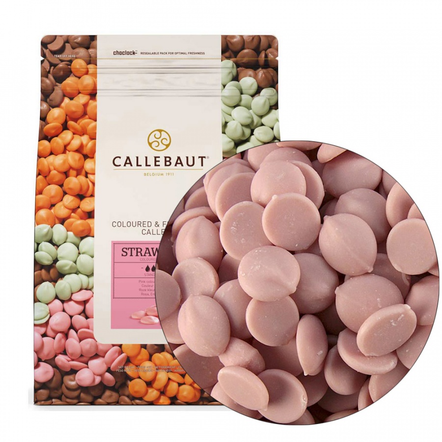 Шоколад клубничный в монетах Callebaut (Бельгия), 2,5 кг арт. STRAWBERRY-RT-U70