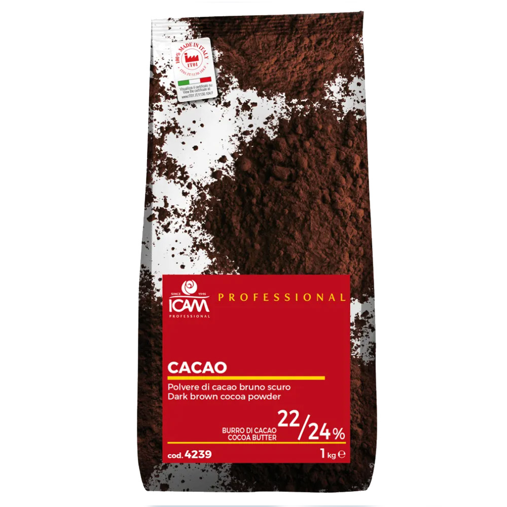 Первое дополнительное изображение для товара Какао-порошок ICAM Professional 22-24% – 1 кг, Италия