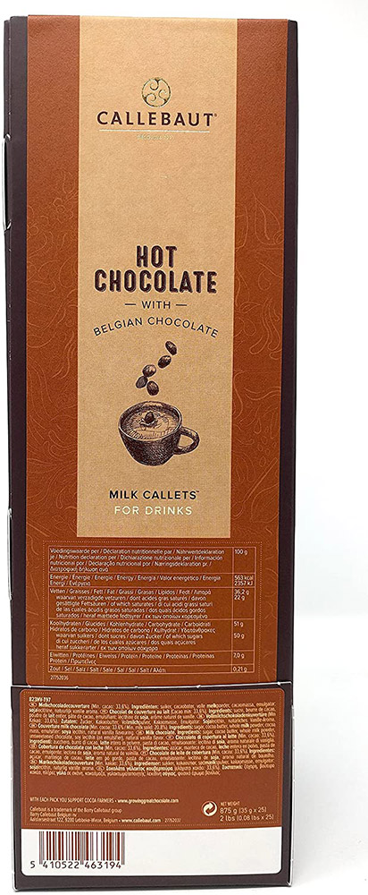 Десятое дополнительное изображение для товара Горячий шоколад порционный молочный 33.6%, 25 пакетиков, Callebaut арт 823NV-T97