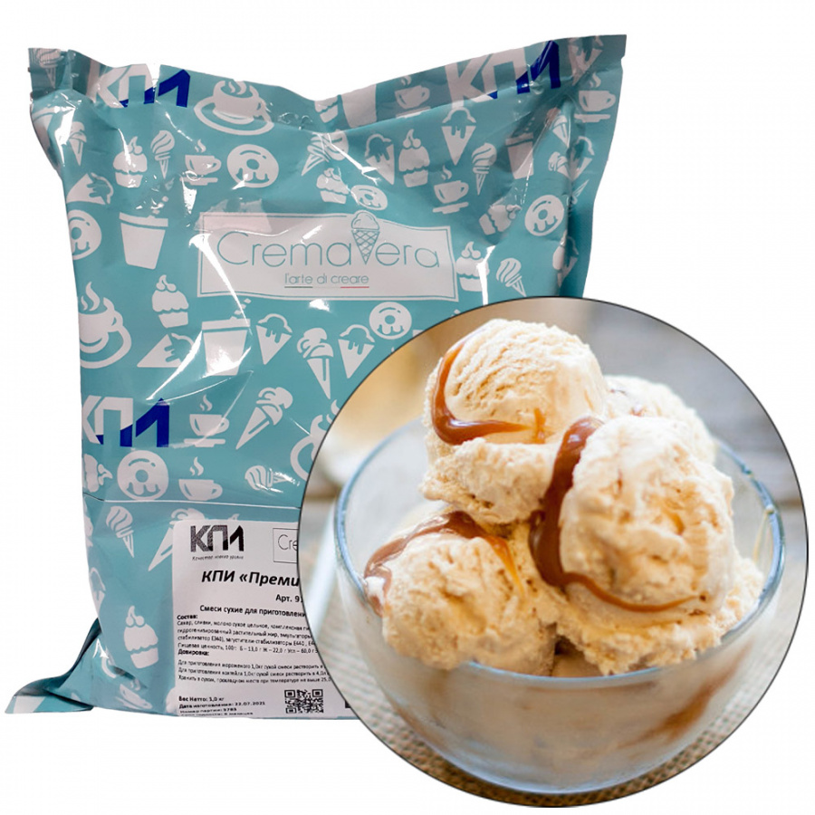 Смесь для мороженого CremaVera «Соленая карамель ПРЕМИУМ», 1 кг (Россия)