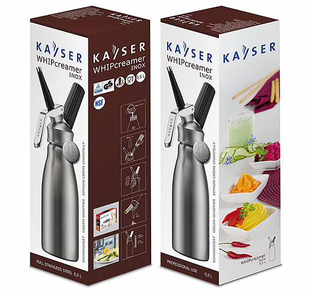  дополнительное изображение для товара Профессиональный кулинарный сифон для сливок (кремер) Kayser WHIPcreamer INOX 1л (Австрия)