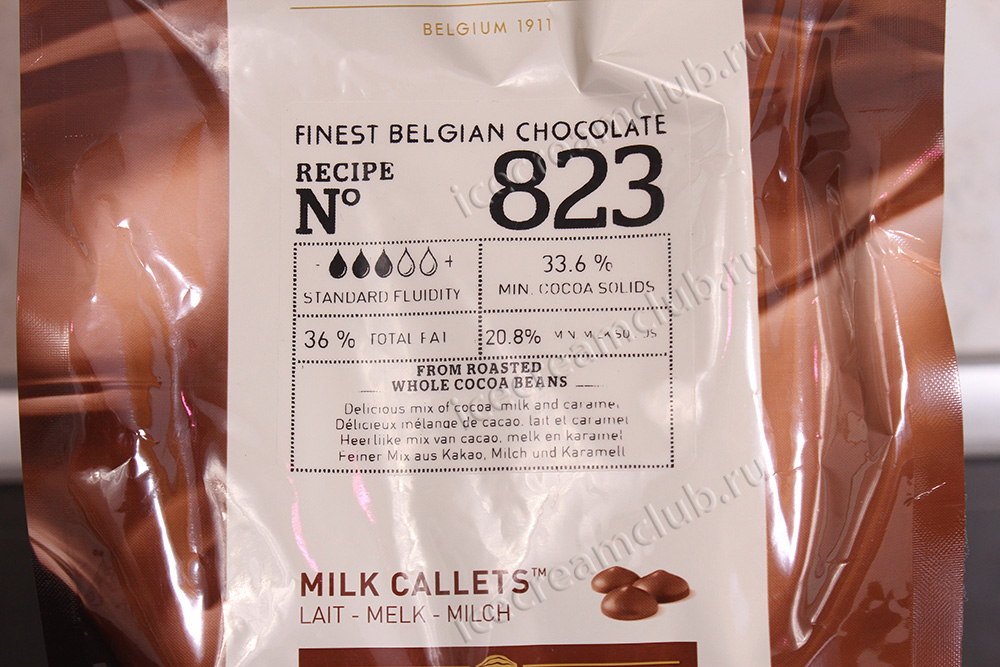 Первое дополнительное изображение для товара Шоколад молочный 33,6% – № 823 в калетах 1 кг, Callebaut (Бельгия) 823-RT-U68