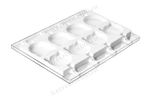 Форма для мороженого эскимо «Котенок» (Silikomart, Италия), 8 ячеек + поднос