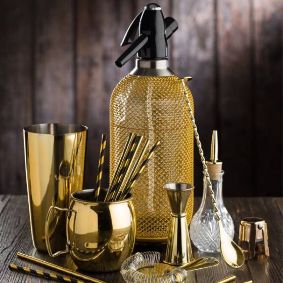 Десятое дополнительное изображение для товара Сифон для газирования воды Classic Soda Syphon 1L P.L. Barbossa (стекло), золотой