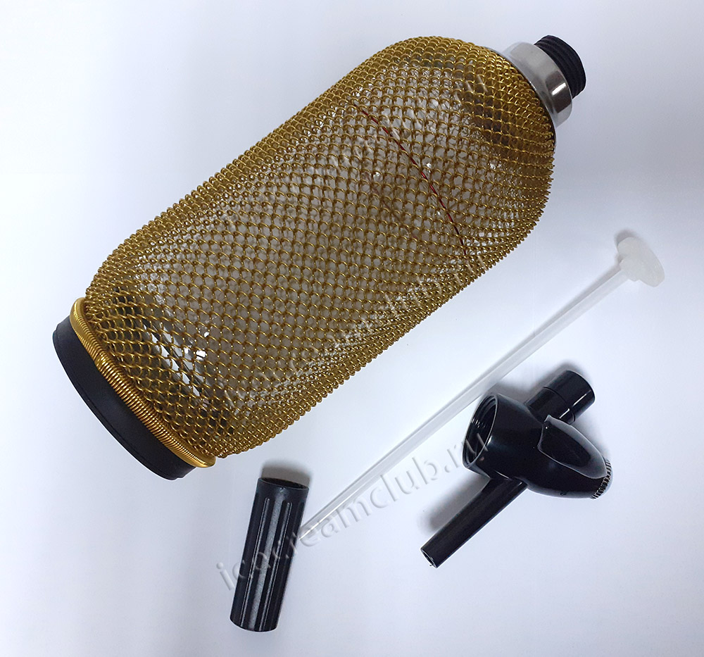Шестое дополнительное изображение для товара Сифон для газирования воды Classic Soda Syphon 1L P.L. Barbossa (стекло), золотой