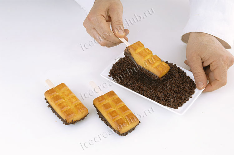 Одинадцатое дополнительное изображение для товара Форма для мороженого эскимо «Шоколадная плитка» (Silikomart, Италия), 12 ячеек + поднос