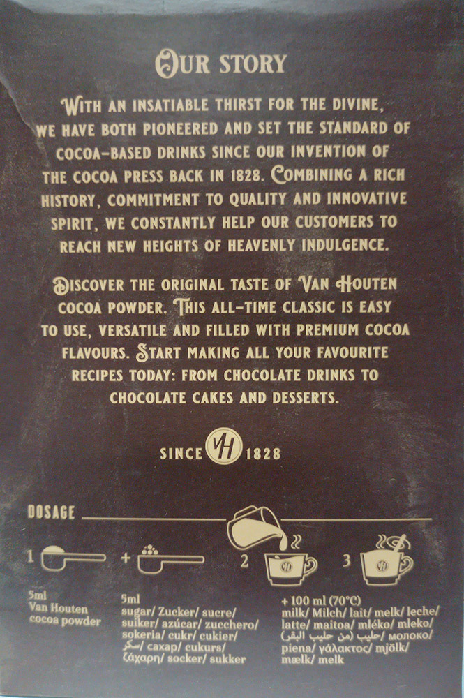 Третье дополнительное изображение для товара Какао-порошок VH Finest Cacao Large 250 г, Van Houten VM-78135-V65