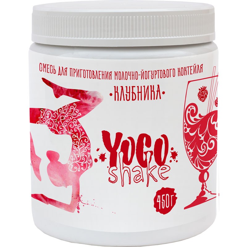 Первое дополнительное изображение для товара Смесь для молочно-йогуртового коктейля Yogoshake клубника, 450 г