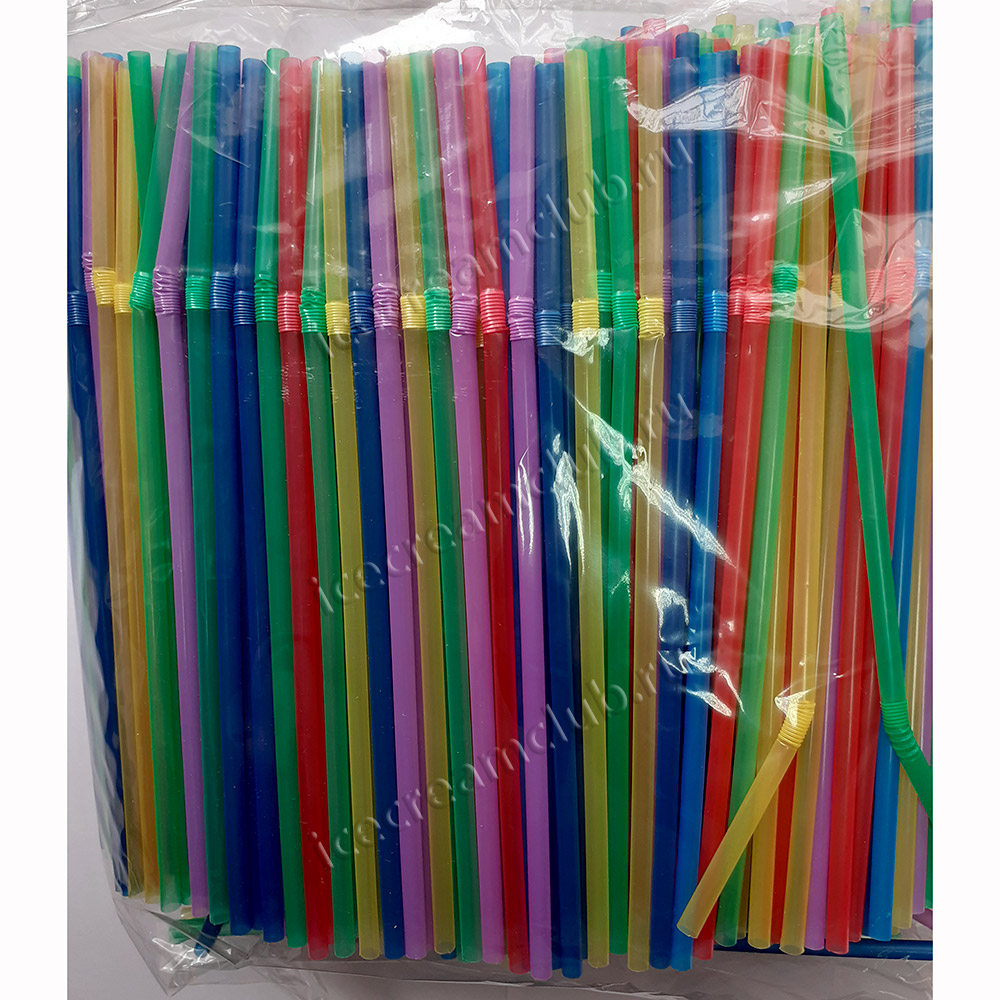 Второе дополнительное изображение для товара Трубочки «Разноцветные» со сгибом 21 см, 1000 шт
