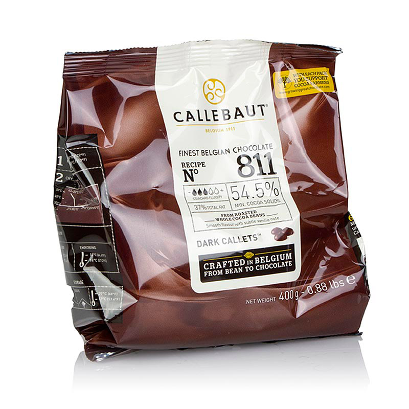 Пятое дополнительное изображение для товара Шоколад темный № 811 (54,5%) в каллетах – 400г, (Callebaut, Бельгия) арт 811-E0-D94