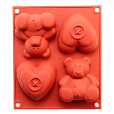 Первое дополнительное изображение для товара Форма силиконовая BabyFlex «Мишка и сердце» (Silikomart, Италия) HSF03
