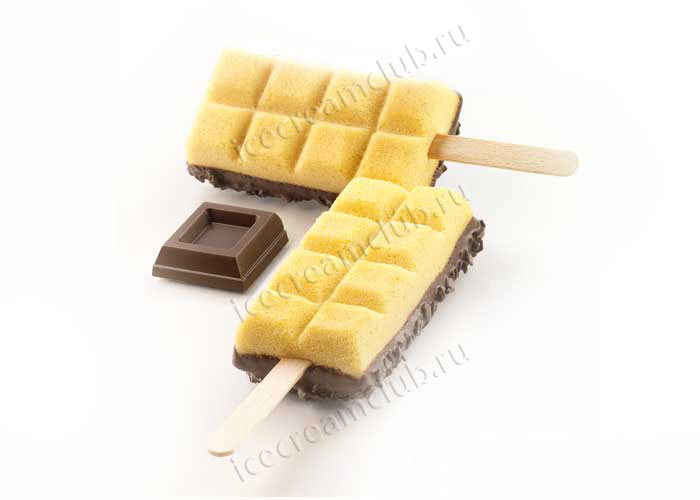 Двенадцатое дополнительное изображение для товара Форма для мороженого эскимо «Шоколадная плитка» (Silikomart, Италия), 12 ячеек + поднос