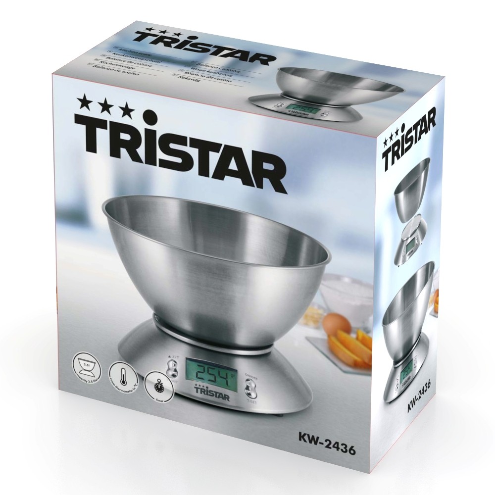 Третье дополнительное изображение для товара Электронные кухонные весы с чашей Tristar KW-2436