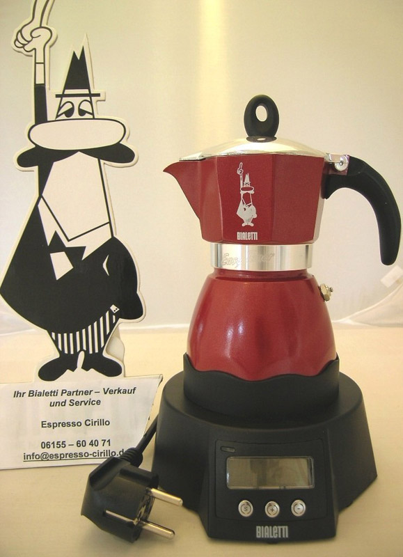 Первое дополнительное изображение для товара Электрическая гейзерная кофеварка Bialetti «Easy timer color bordeaux» 1232C (на 3 порции)
