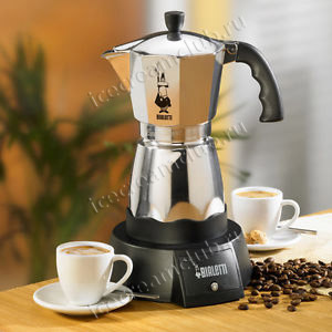 Третье дополнительное изображение для товара Электрическая гейзерная кофеварка Bialetti «Easy timer» 1132C (на 3 порции, 120 мл. серебристая)