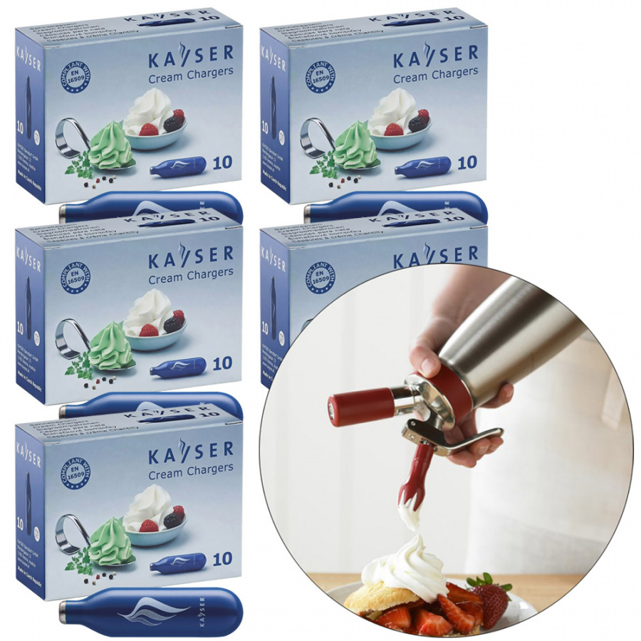 Баллончики для взбивания сливок Kayser Cream Chargers, 10 шт x 5 уп