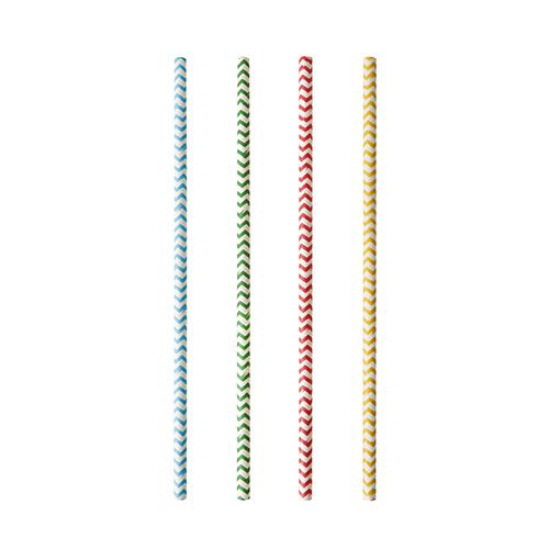 Второе дополнительное изображение для товара Бумажные трубочки для коктейлей «Зигзаг разноцветный» 20 см, 100 шт PAP STAR