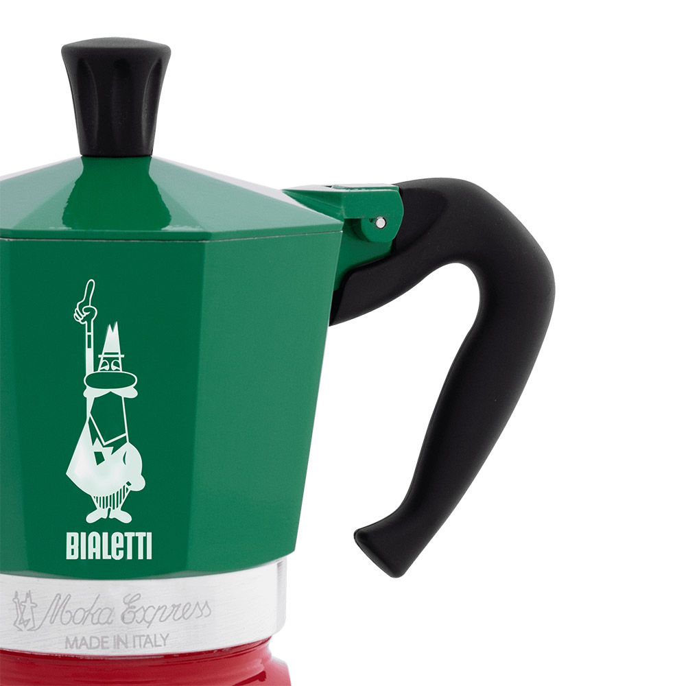Первое дополнительное изображение для товара Гейзерная кофеварка Bialetti Moka Express Tricolore, 3 порц (120 мл), арт 5322