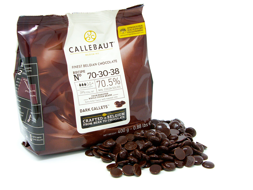 Первое дополнительное изображение для товара Шоколад горький № 70-30-38 (70,5%) в галетах – 400г, (Callebaut, Бельгия)