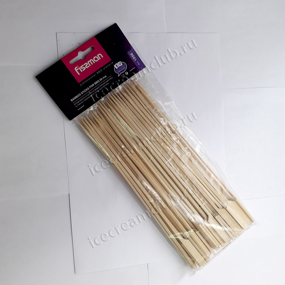 Первое дополнительное изображение для товара Деревянные палочки для шашлыка 24 см (50 шт в упаковке), Fissman 1056