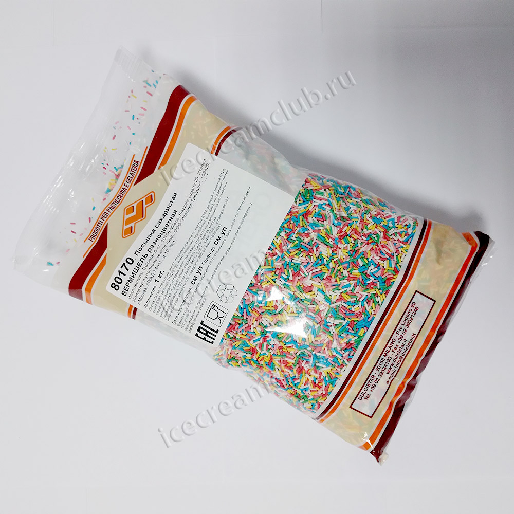 Шестое дополнительное изображение для товара Посыпка сахаристая «Вермишель разноцветная», 1 кг Dulcistar